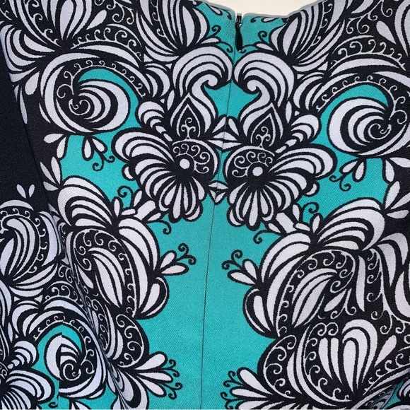 London Times 8 Sheath Dress Black Aqua - Picture 4 of 6